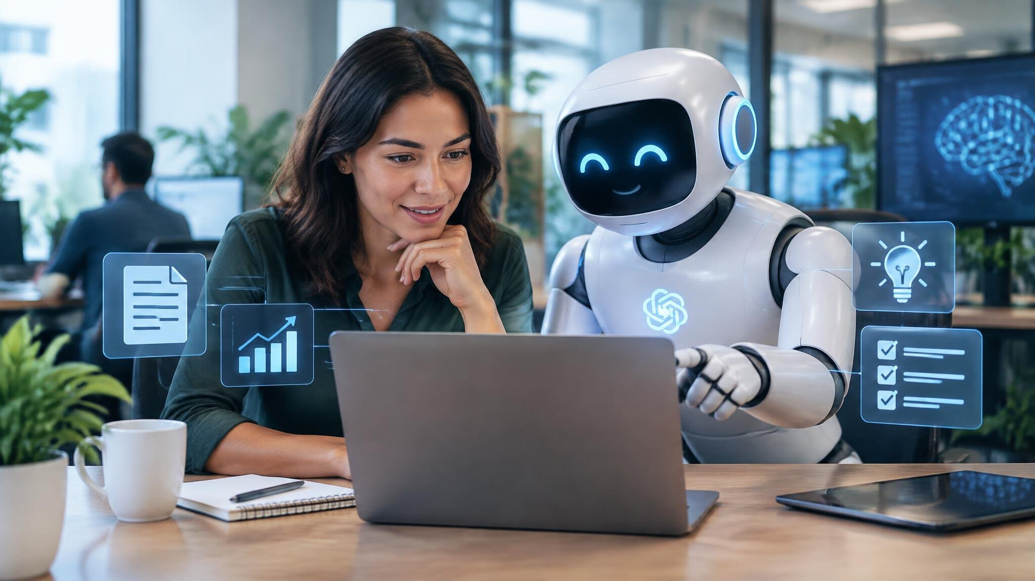 ai assistant helping worker