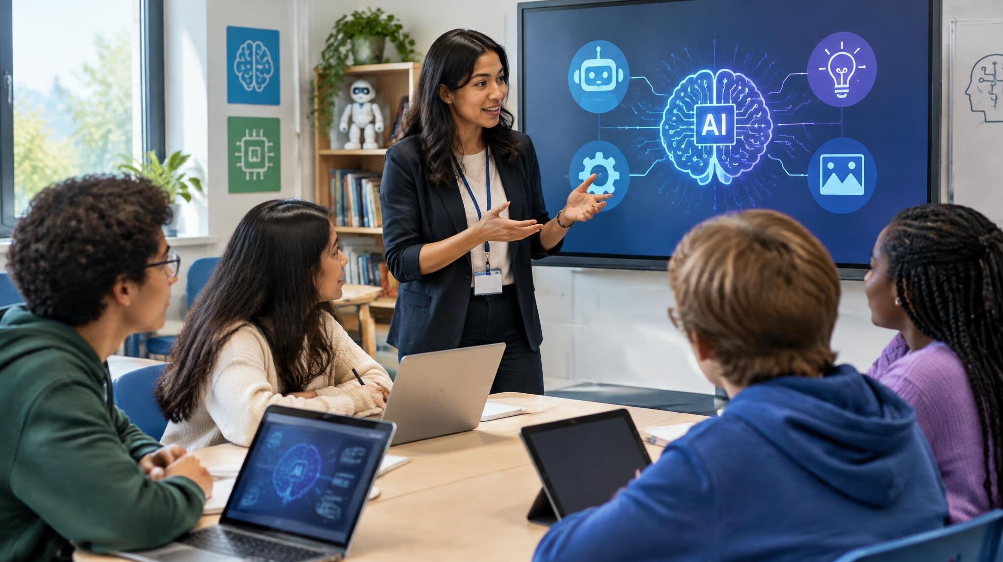 teacher explaining ai concepts