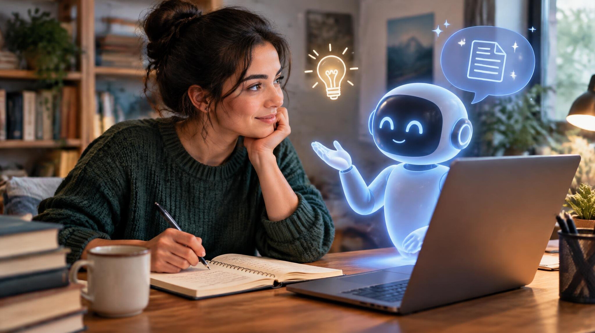 writer brainstorming with ai assistant
